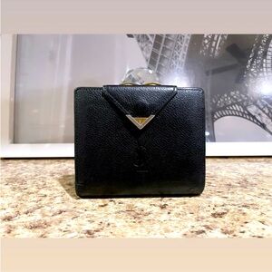 Yves Saint Laurent Black Wallet with Gold Detail